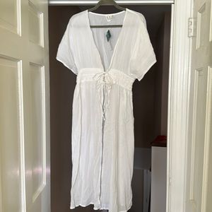 White Roxy Summer Story Beach Kimono Dress